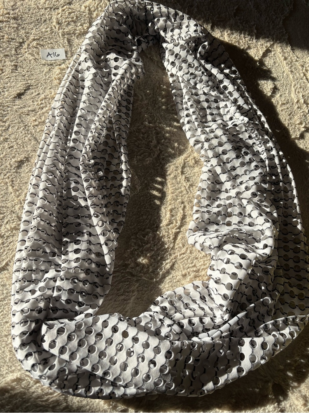 Lightweight White and Black Infinity Scarf